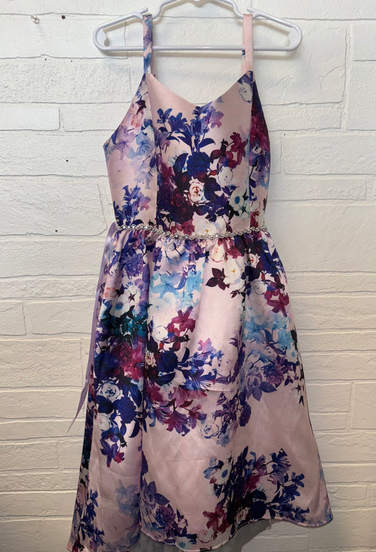 12 Emily Rose Pink & Purple Floral Hi-Low Tank Strap Dress