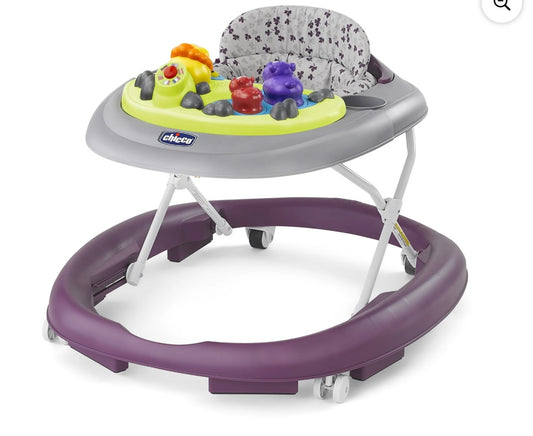 New Chicco Walky Talky Activity Baby Walker with Multi-Lingual Play Tray - Flora (Purple/Grey)