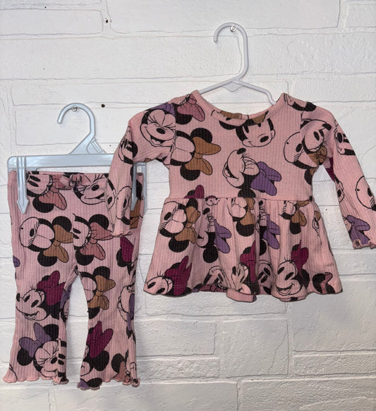 3-6m Disney Minnie Mouse Pink Long Sleeve Set