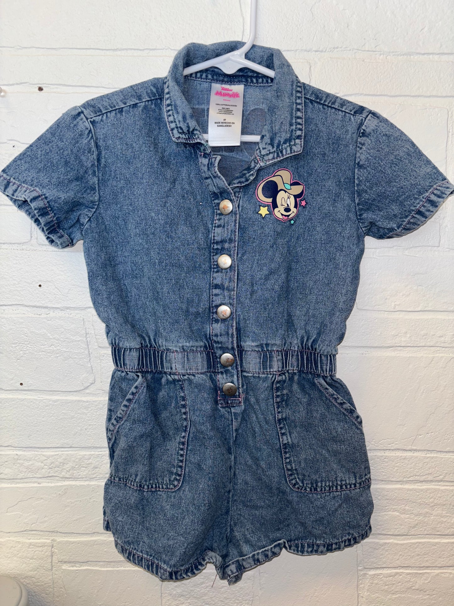 5T Minnie Mouse Cowgirl Denim Short Romper
