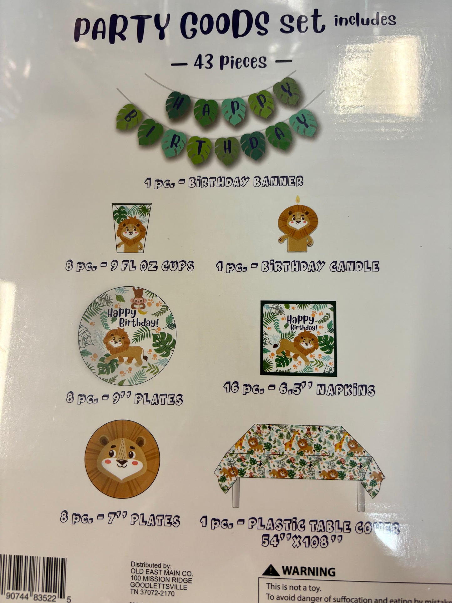 New 43 Piece Party in a Box - Safari Animals