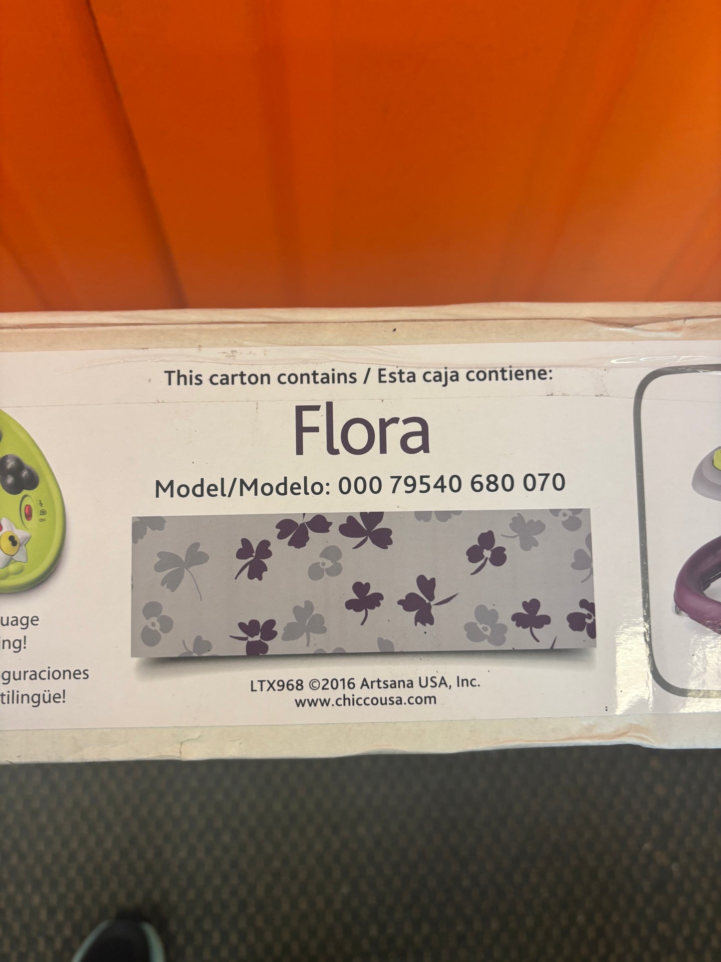 New Chicco Walky Talky Activity Baby Walker with Multi-Lingual Play Tray - Flora (Purple/Grey)